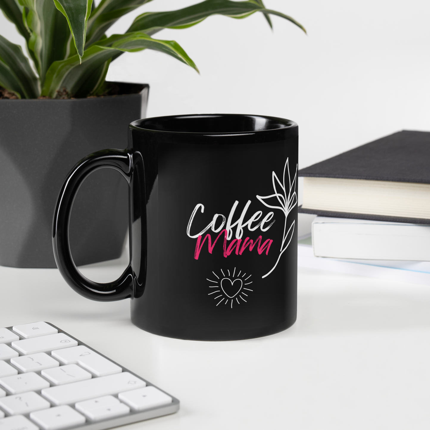 Mug Céramique Noir Brillant "Coffee Mama"